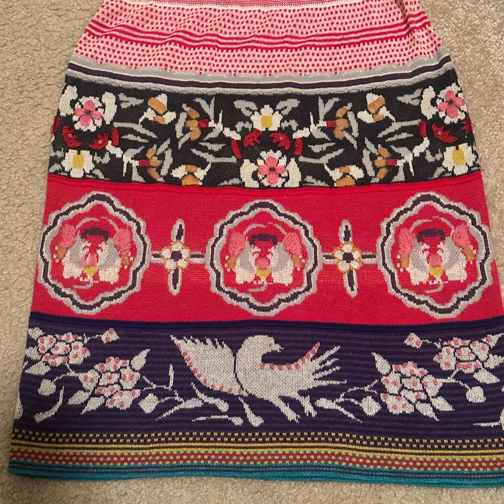 Vintage Anthropologie embroidered Multicolor Skirt